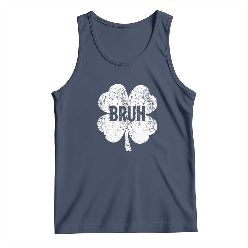 Funny St Patricks Day Bruh Tank Top Lucky Shamrock Vintage TS02 Navy Print Your Wear