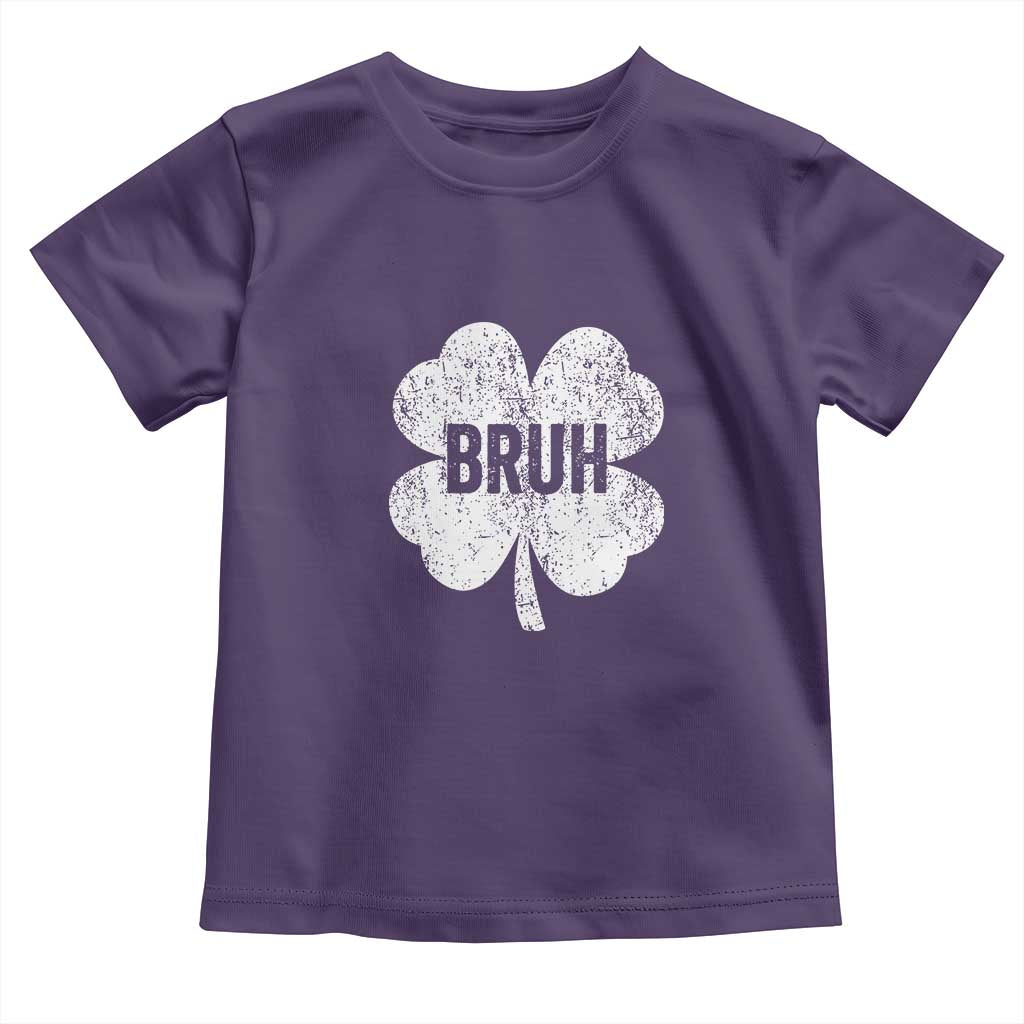 Funny St Patricks Day Bruh Toddler T Shirt Lucky Shamrock Vintage TS02 Purple Print Your Wear