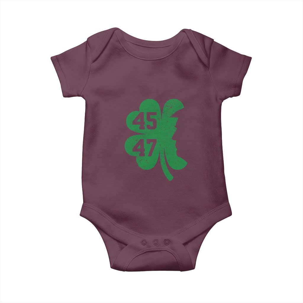 Funny St Patrick's Day Trump 45 47 Baby Onesie US President Lucky Shamrock TS02 Maroon Print Your Wear