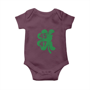 Funny St Patrick's Day Trump 45 47 Baby Onesie US President Lucky Shamrock TS02 Maroon Print Your Wear