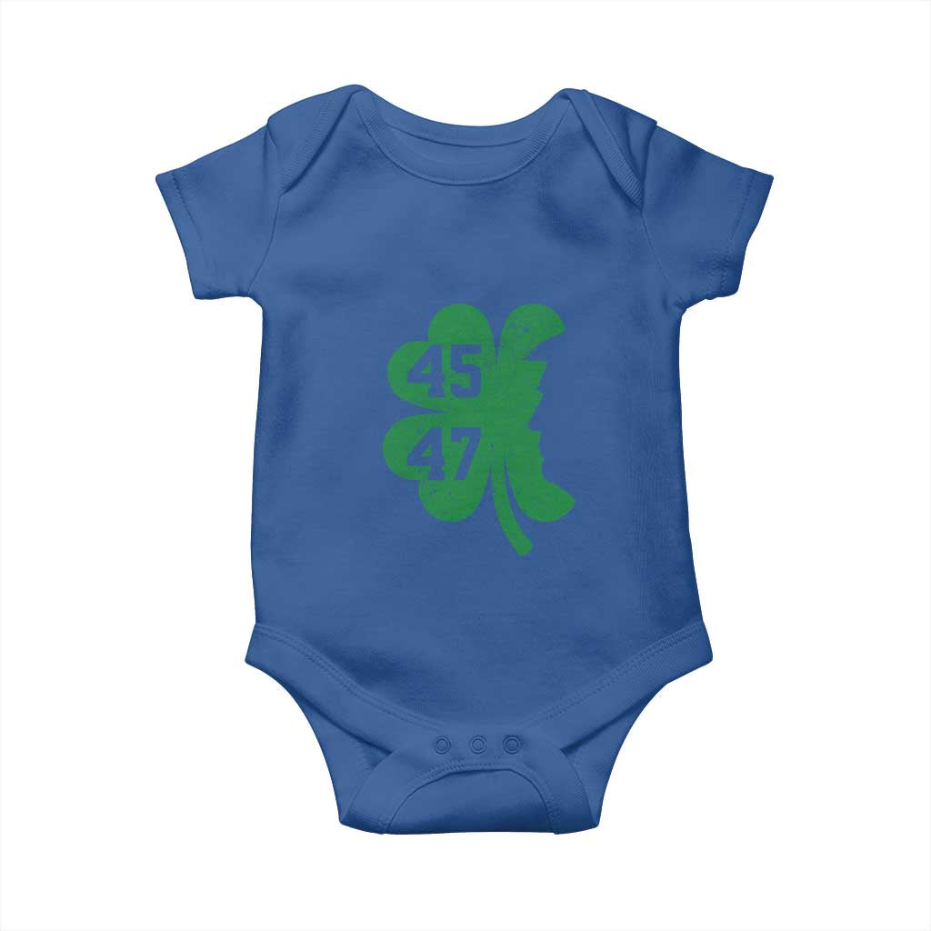Funny St Patrick's Day Trump 45 47 Baby Onesie US President Lucky Shamrock TS02 Royal Blue Print Your Wear