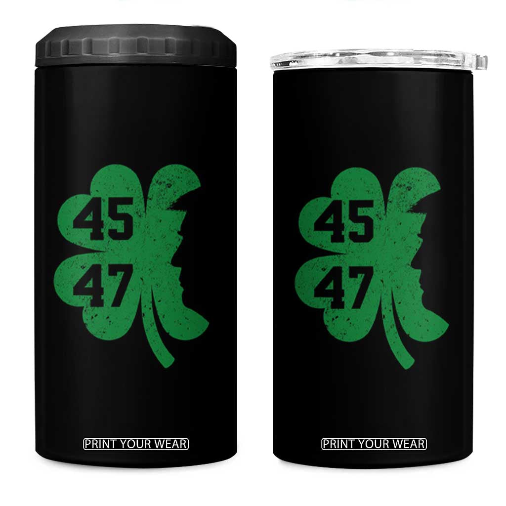 Funny St Patrick's Day Trump 45 47 4 in 1 Can Cooler Tumbler US President Lucky Shamrock TS02 One Size: 16 oz Black Print Your Wear