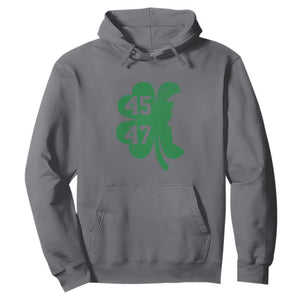 Funny St Patrick's Day Trump 45 47 Hoodie US President Lucky Shamrock TS02 Charcoal Print Your Wear
