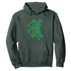 Funny St Patrick's Day Trump 45 47 Hoodie US President Lucky Shamrock TS02 Dark Forest Green Print Your Wear