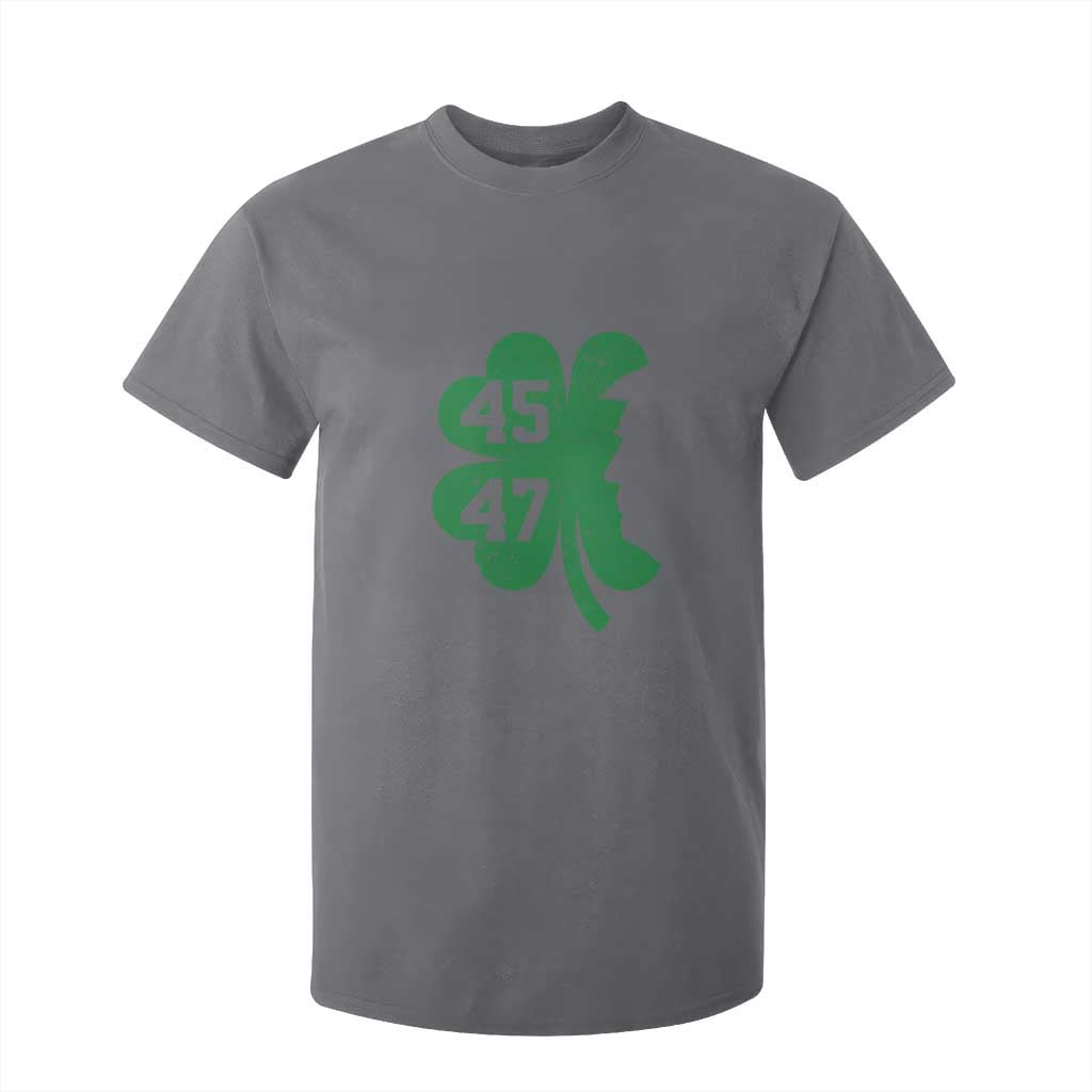 Funny St Patrick's Day Trump 45 47 T Shirt For Kid US President Lucky Shamrock TS02 Charcoal Print Your Wear