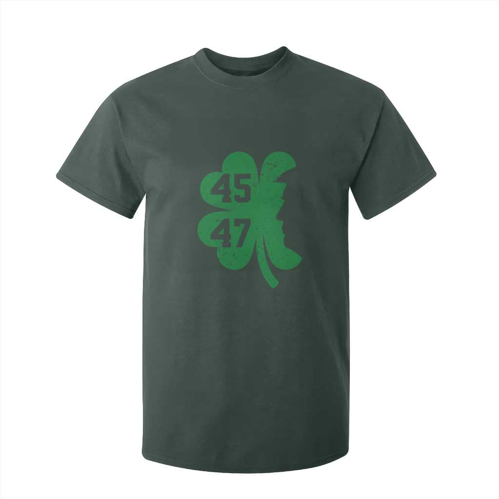 Funny St Patrick's Day Trump 45 47 T Shirt For Kid US President Lucky Shamrock TS02 Dark Forest Green Print Your Wear