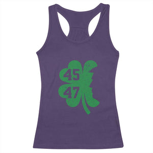 Funny St Patrick's Day Trump 45 47 Racerback Tank Top US President Lucky Shamrock TS02 Purple Print Your Wear