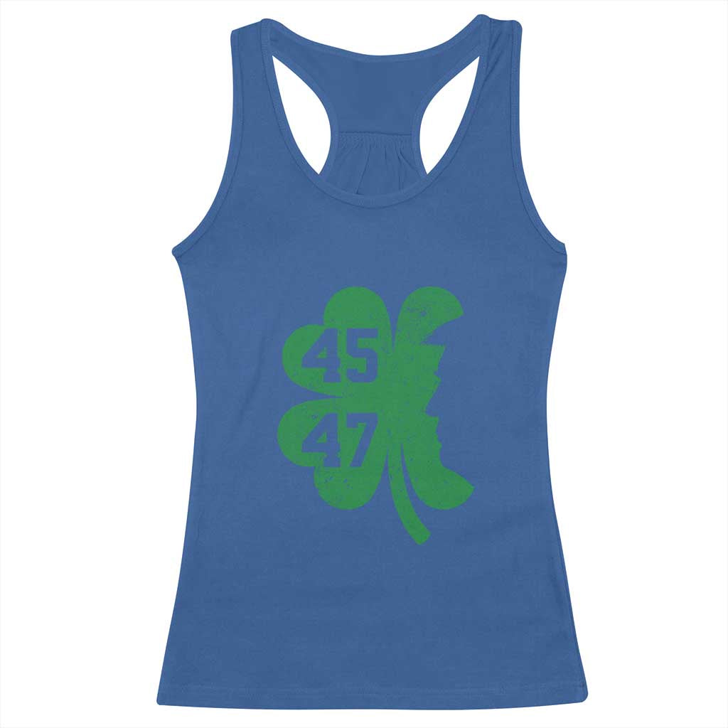 Funny St Patrick's Day Trump 45 47 Racerback Tank Top US President Lucky Shamrock TS02 Royal Blue Print Your Wear