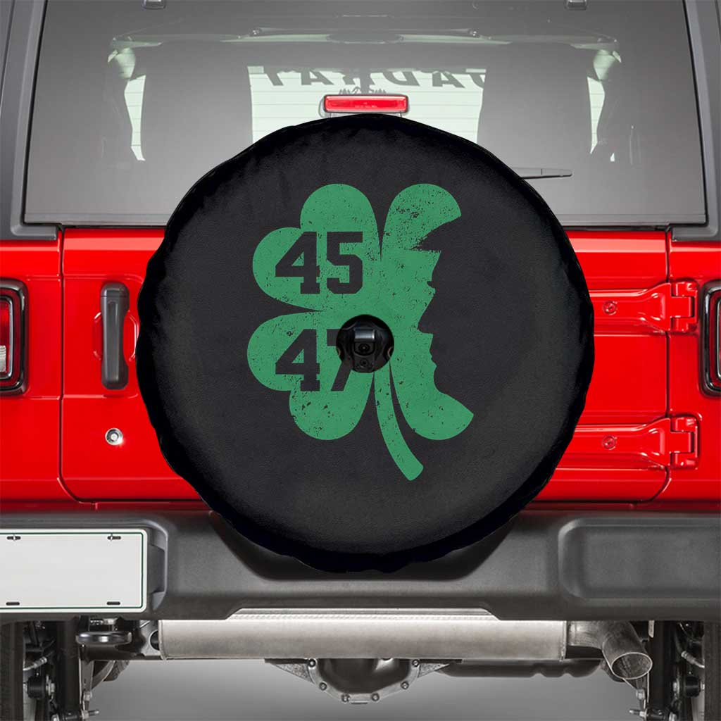 Funny St Patrick's Day Trump 45 47 Spare Tire Cover US President Lucky Shamrock TS02 Black Print Your Wear