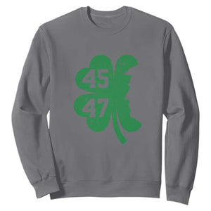Funny St Patrick's Day Trump 45 47 Sweatshirt US President Lucky Shamrock TS02 Charcoal Print Your Wear