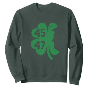 Funny St Patrick's Day Trump 45 47 Sweatshirt US President Lucky Shamrock TS02 Dark Forest Green Print Your Wear