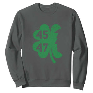 Funny St Patrick's Day Trump 45 47 Sweatshirt US President Lucky Shamrock TS02 Dark Heather Print Your Wear
