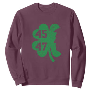 Funny St Patrick's Day Trump 45 47 Sweatshirt US President Lucky Shamrock TS02 Maroon Print Your Wear