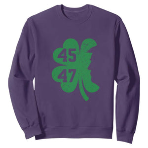 Funny St Patrick's Day Trump 45 47 Sweatshirt US President Lucky Shamrock TS02 Purple Print Your Wear