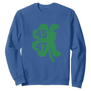 Funny St Patrick's Day Trump 45 47 Sweatshirt US President Lucky Shamrock TS02 Royal Blue Print Your Wear