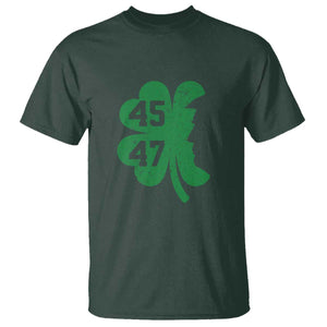 Funny St Patrick's Day Trump 45 47 T Shirt US President Lucky Shamrock TS02 Dark Forest Green Print Your Wear