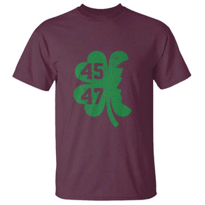 Funny St Patrick's Day Trump 45 47 T Shirt US President Lucky Shamrock TS02 Maroon Print Your Wear