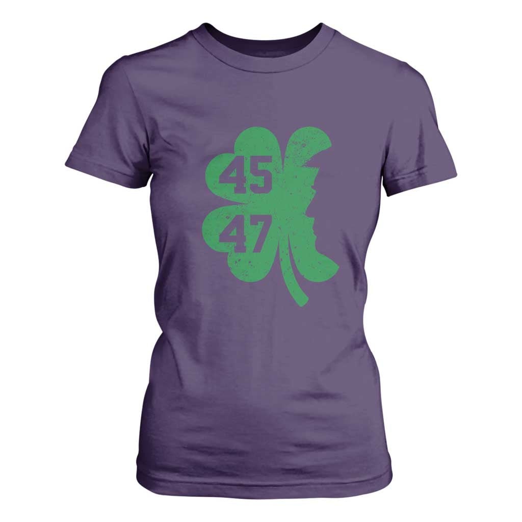 Funny St Patrick's Day Trump 45 47 T Shirt For Women US President Lucky Shamrock TS02 Purple Print Your Wear