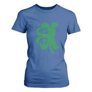 Funny St Patrick's Day Trump 45 47 T Shirt For Women US President Lucky Shamrock TS02 Royal Blue Print Your Wear