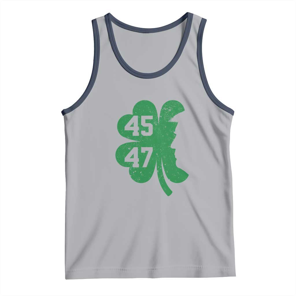 Funny St Patrick's Day Trump 45 47 Tank Top US President Lucky Shamrock TS02 Athletic Heather Navy Print Your Wear