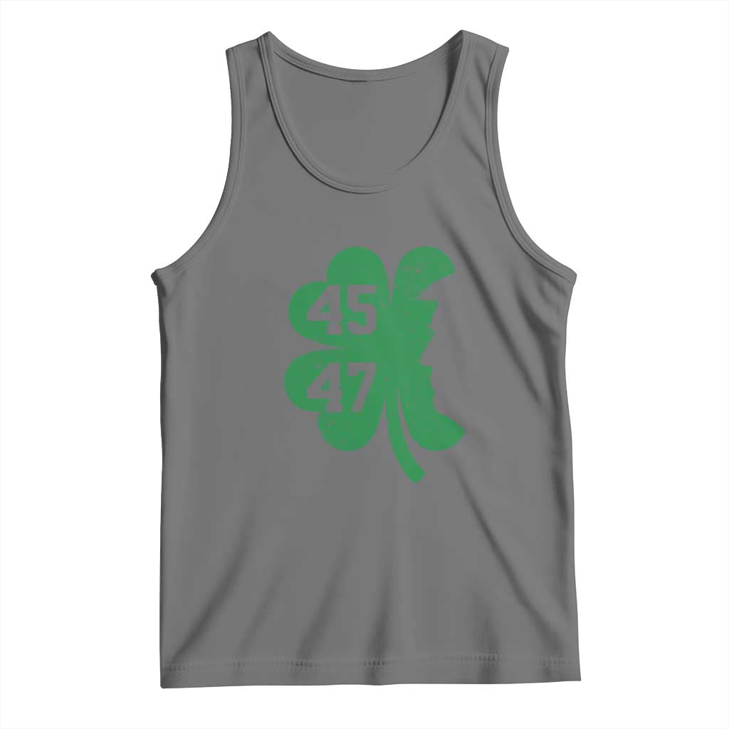 Funny St Patrick's Day Trump 45 47 Tank Top US President Lucky Shamrock TS02 Black Heather Print Your Wear