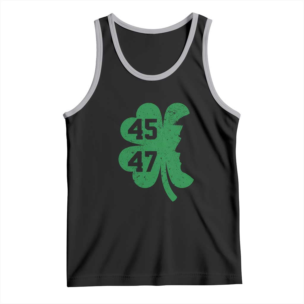 Funny St Patrick's Day Trump 45 47 Tank Top US President Lucky Shamrock TS02 Black Athletic Heather Print Your Wear