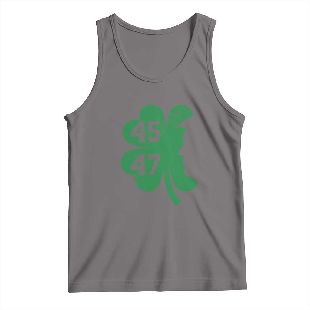 Funny St Patrick's Day Trump 45 47 Tank Top US President Lucky Shamrock TS02 Deep Heather Print Your Wear