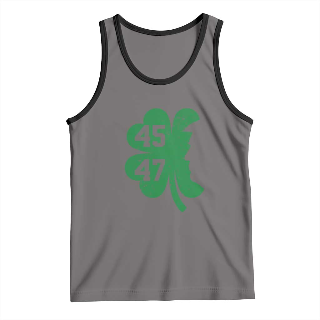 Funny St Patrick's Day Trump 45 47 Tank Top US President Lucky Shamrock TS02 Deep Heather Black Print Your Wear