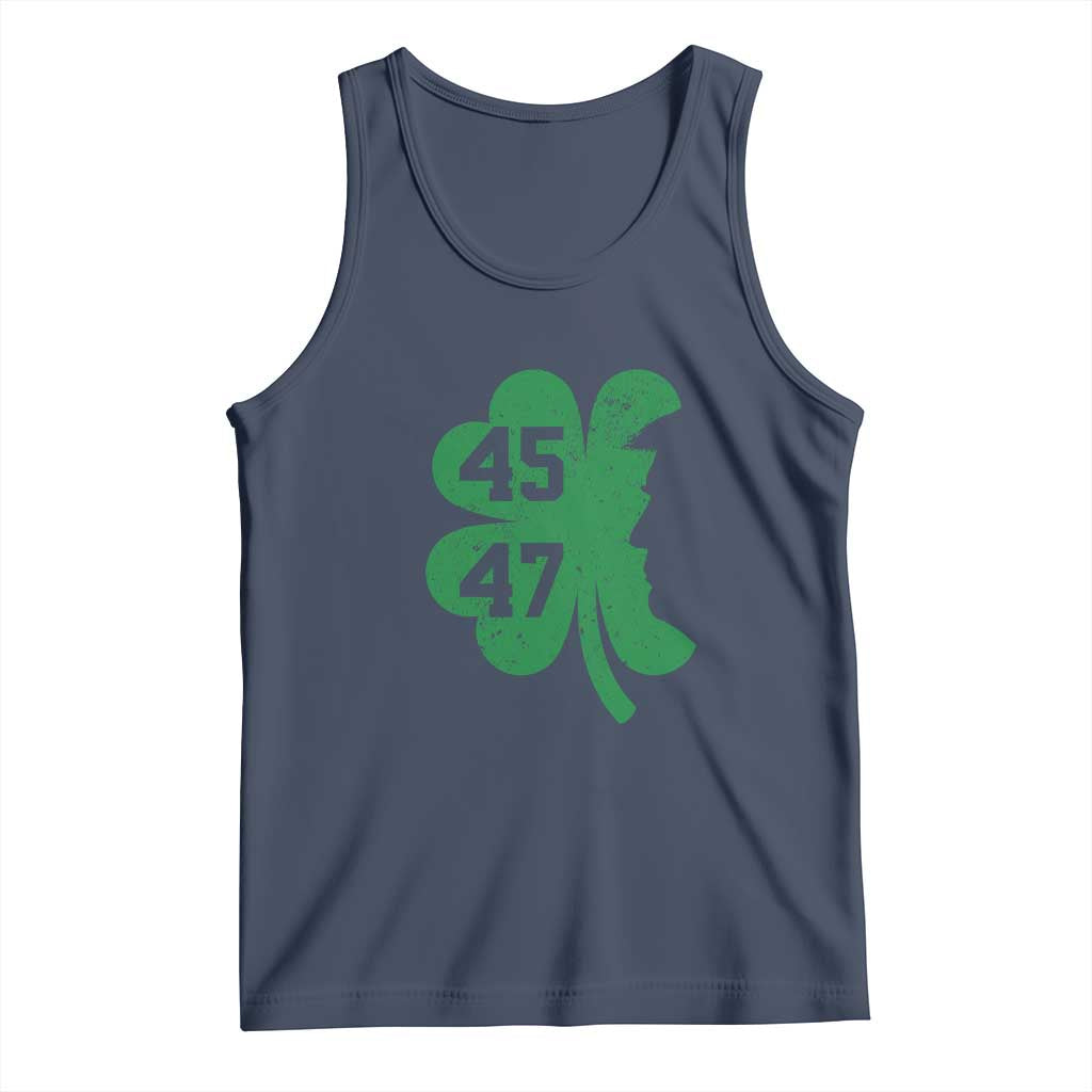Funny St Patrick's Day Trump 45 47 Tank Top US President Lucky Shamrock TS02 Navy Print Your Wear