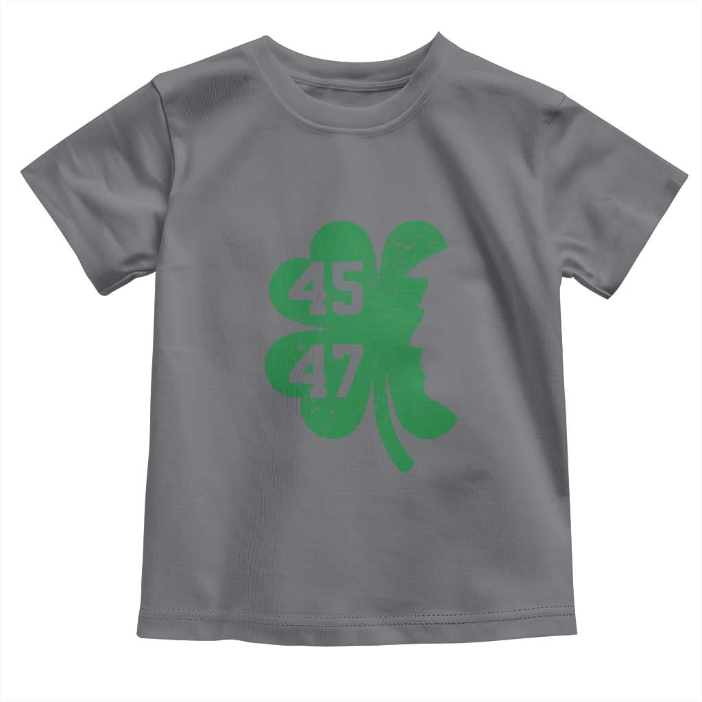 Funny St Patrick's Day Trump 45 47 Toddler T Shirt US President Lucky Shamrock TS02 Charcoal Print Your Wear