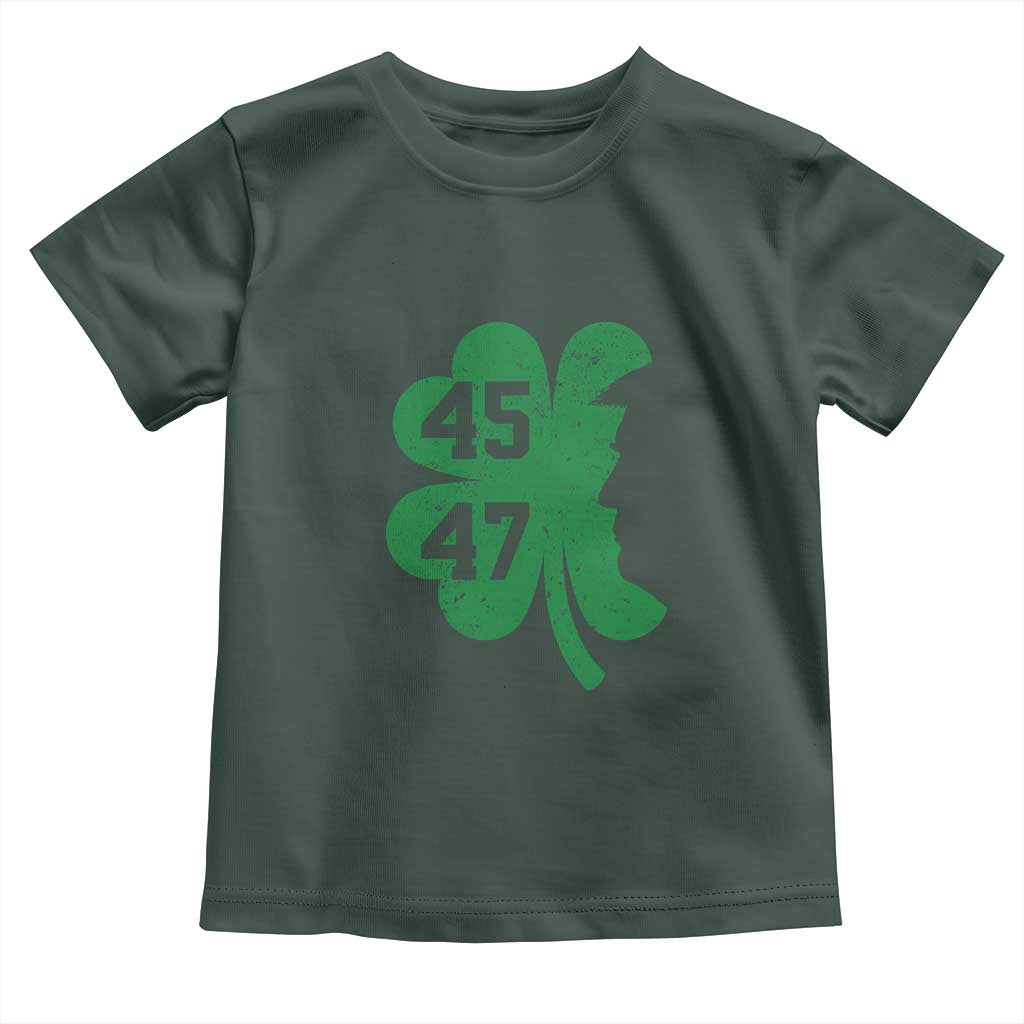 Funny St Patrick's Day Trump 45 47 Toddler T Shirt US President Lucky Shamrock TS02 Dark Forest Green Print Your Wear
