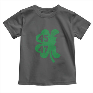 Funny St Patrick's Day Trump 45 47 Toddler T Shirt US President Lucky Shamrock TS02 Dark Heather Print Your Wear