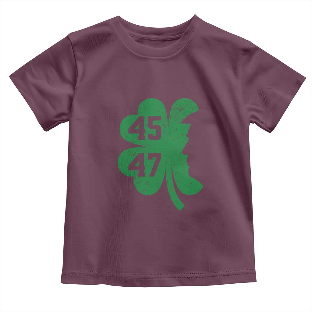 Funny St Patrick's Day Trump 45 47 Toddler T Shirt US President Lucky Shamrock TS02 Maroon Print Your Wear
