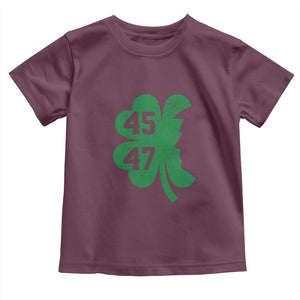Funny St Patrick's Day Trump 45 47 Toddler T Shirt US President Lucky Shamrock TS02 Maroon Print Your Wear