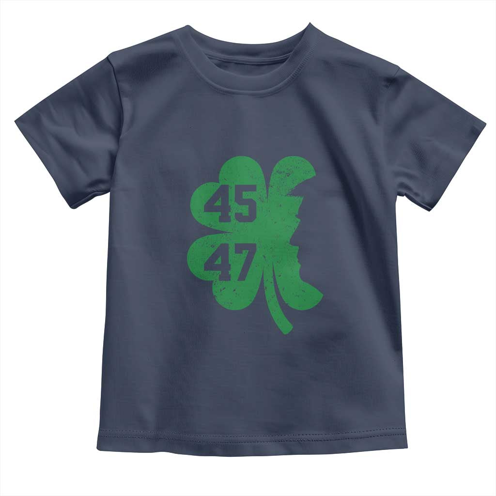 Funny St Patrick's Day Trump 45 47 Toddler T Shirt US President Lucky Shamrock TS02 Navy Print Your Wear