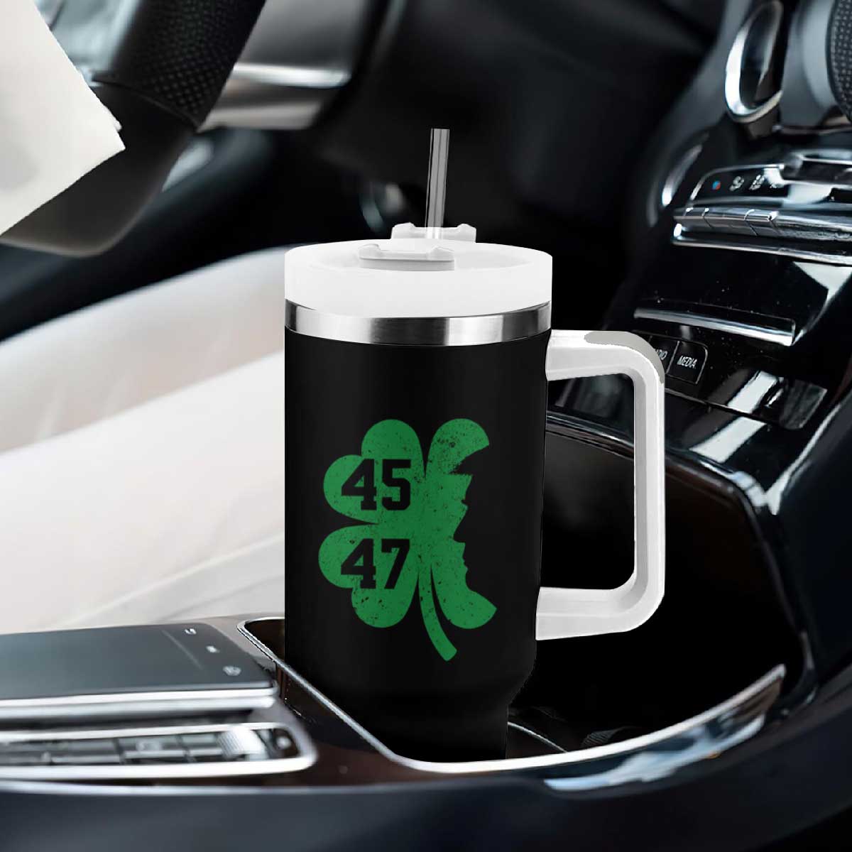 Funny St Patrick's Day Trump 45 47 Tumbler With Handle US President Lucky Shamrock TS02 Print Your Wear