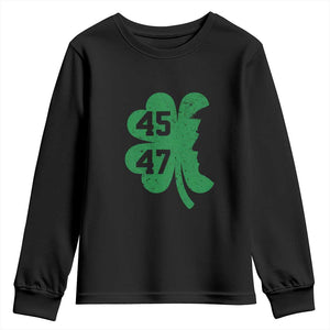 Funny St Patrick's Day Trump 45 47 Youth Sweatshirt US President Lucky Shamrock TS02 Black Print Your Wear