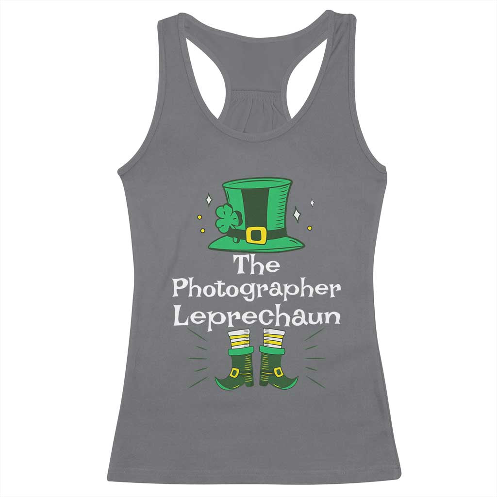 The Photographer Leprechaun Matching Group Racerback Tank Top Festive St Patricks Day Squad Photographers TS02 Charcoal Print Your Wear