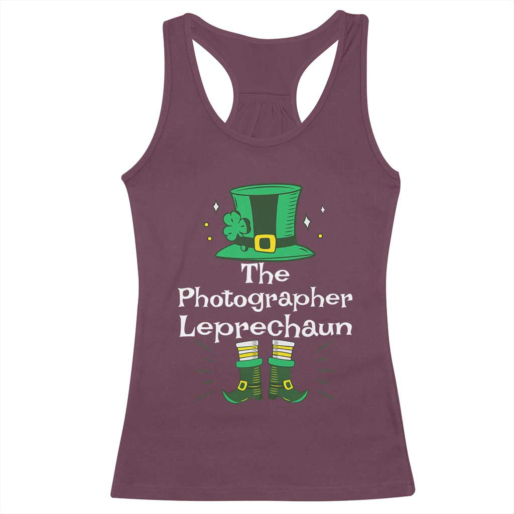 The Photographer Leprechaun Matching Group Racerback Tank Top Festive St Patricks Day Squad Photographers TS02 Maroon Print Your Wear
