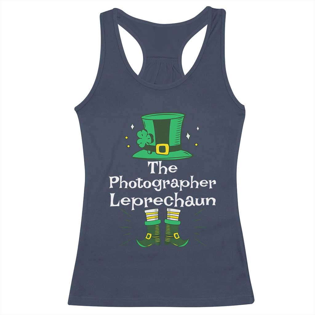 The Photographer Leprechaun Matching Group Racerback Tank Top Festive St Patricks Day Squad Photographers TS02 Navy Print Your Wear