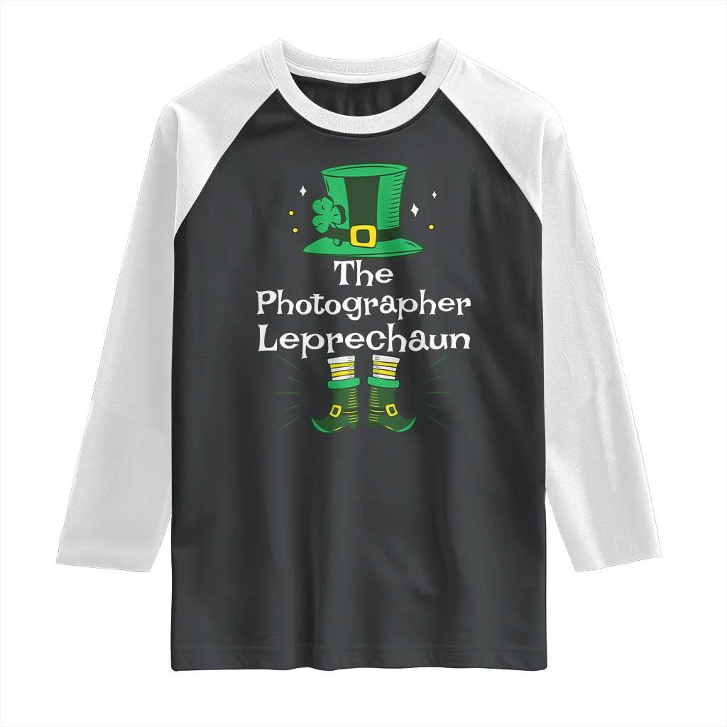 The Photographer Leprechaun Matching Group Raglan Shirt Festive St Patricks Day Squad Photographers TS02 Black White Print Your Wear
