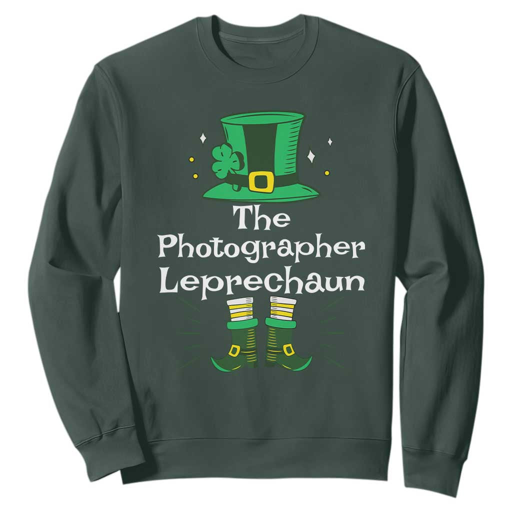 The Photographer Leprechaun Matching Group Sweatshirt Festive St Patricks Day Squad Photographers TS02 Dark Forest Green Print Your Wear