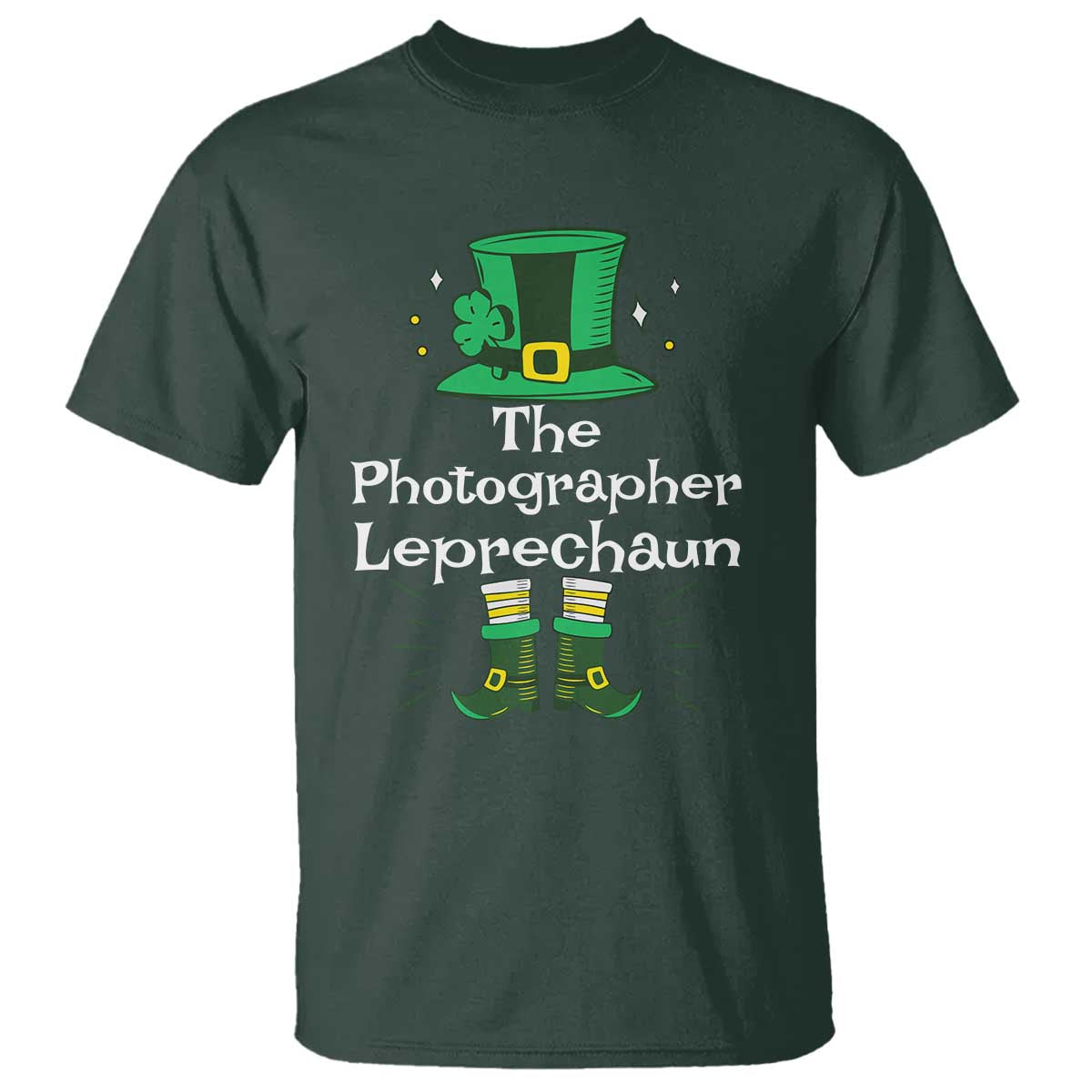 The Photographer Leprechaun Matching Group T Shirt Festive St Patricks Day Squad Photographers TS02 Dark Forest Green Print Your Wear