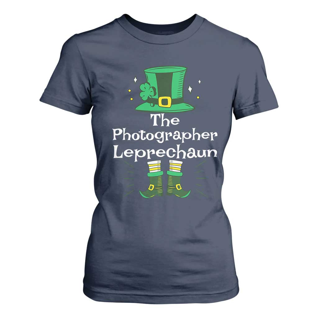 The Photographer Leprechaun Matching Group T Shirt For Women Festive St Patricks Day Squad Photographers TS02 Navy Print Your Wear