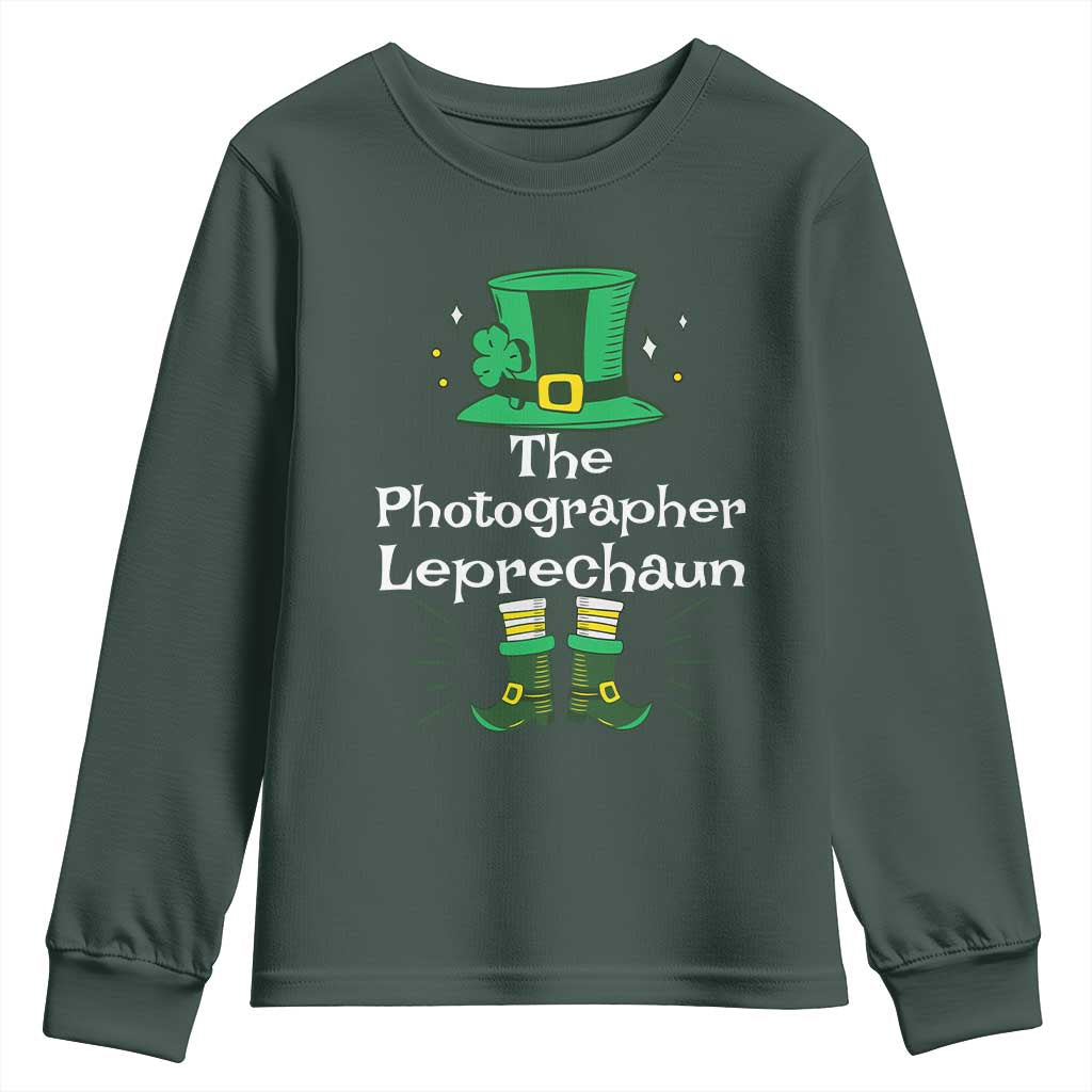 The Photographer Leprechaun Matching Group Youth Sweatshirt Festive St Patricks Day Squad Photographers TS02 Dark Forest Green Print Your Wear