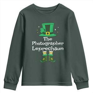 The Photographer Leprechaun Matching Group Youth Sweatshirt Festive St Patricks Day Squad Photographers TS02 Dark Forest Green Print Your Wear