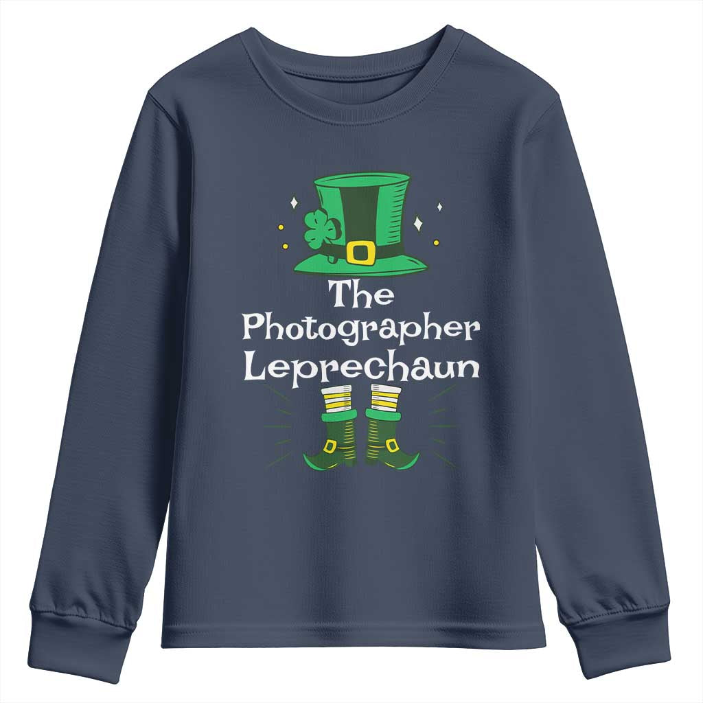 The Photographer Leprechaun Matching Group Youth Sweatshirt Festive St Patricks Day Squad Photographers TS02 Navy Print Your Wear