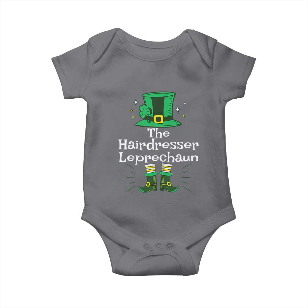 The Hairdresser Leprechaun Matching Group Baby Onesie Festive St Patricks Day Squad Hairdressers TS02 Charcoal Print Your Wear