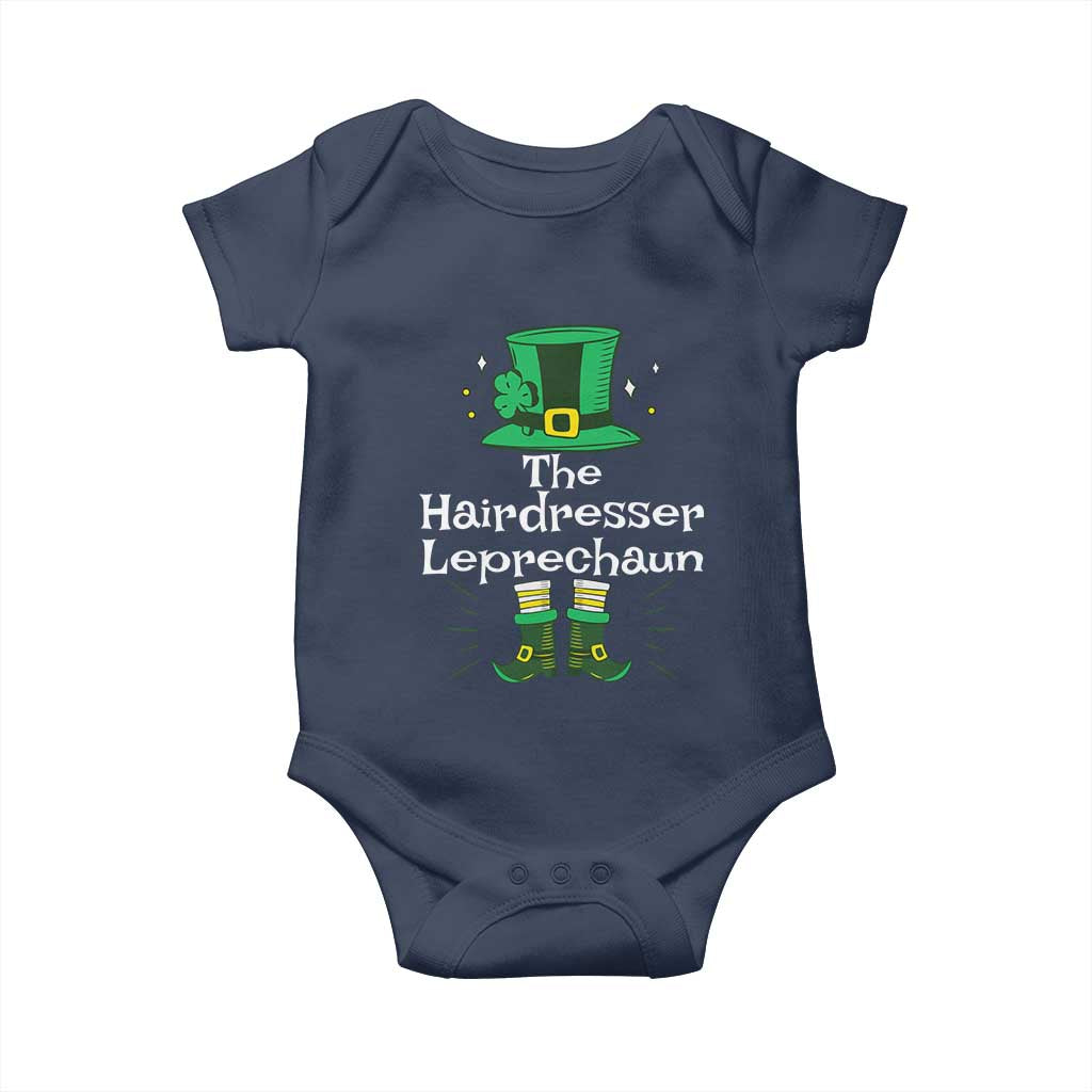The Hairdresser Leprechaun Matching Group Baby Onesie Festive St Patricks Day Squad Hairdressers TS02 Navy Print Your Wear