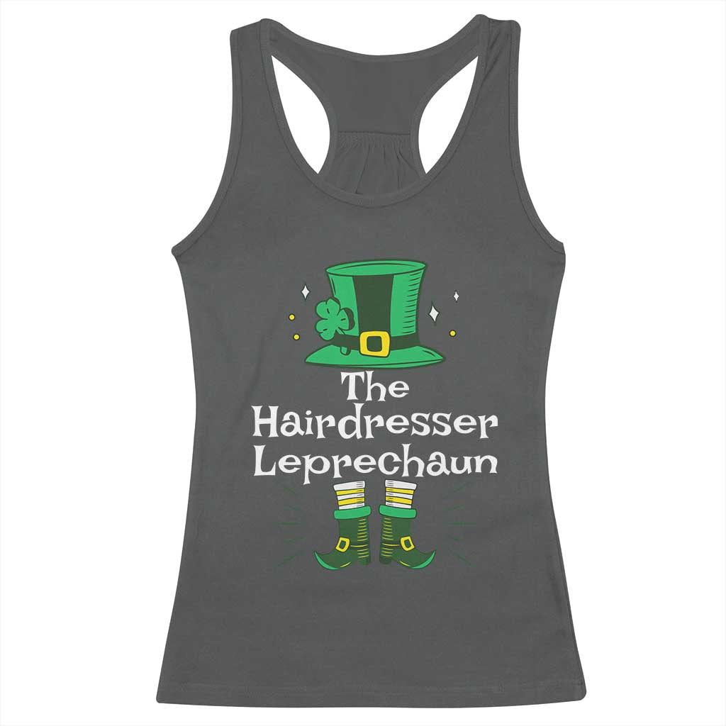 The Hairdresser Leprechaun Matching Group Racerback Tank Top Festive St Patricks Day Squad Hairdressers TS02 Dark Heather Print Your Wear